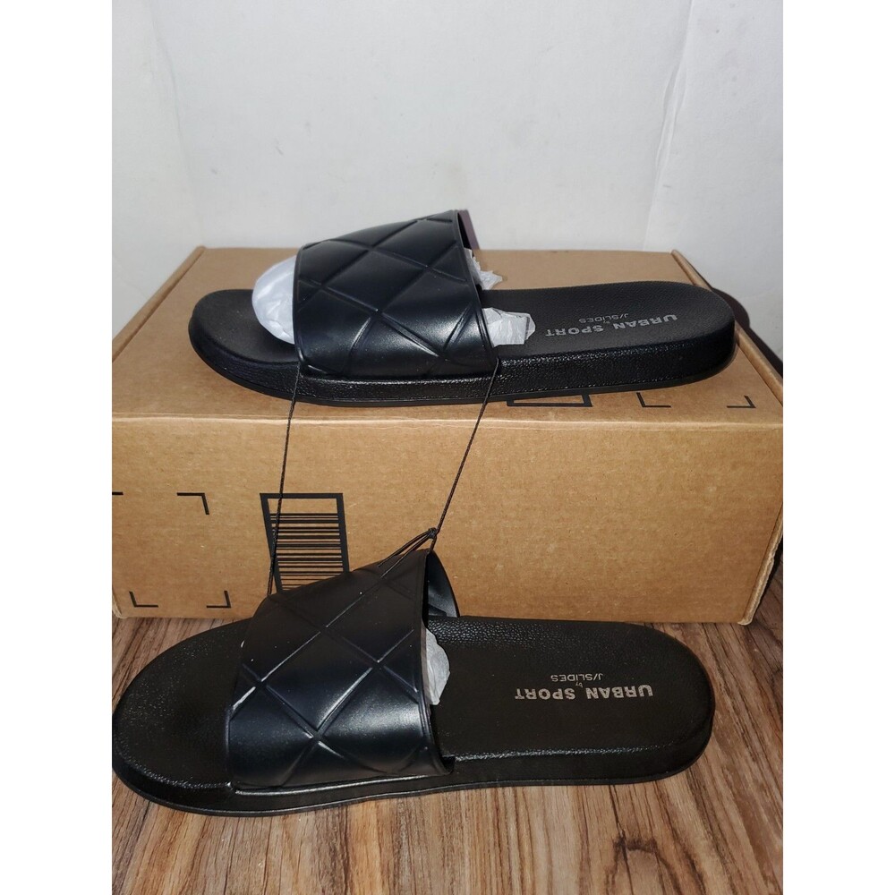 URBAN SPORTS by J/SLIDES Quilted Lightweight Slide Sandal 9M Black Womens New